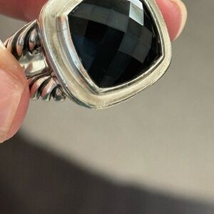 David Yurman Sterling Ring with Faceted Black Stone